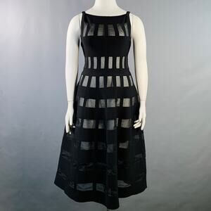 ALAIA Size L Black Viscose Blend Cut Out Sleeveless Midi Dress